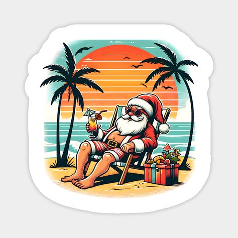 Bring the festive spirit to the beach with this "Santa Claus Summer" design! Perfect for Christmas in July celebrations, tropical vacations, or anyone imagining Santa on holiday. Whether you're soaking up the sun or spreading cheer year-round, this fun design captures the joy of summer with a festive twist! -- Choose from our vast selection of magnets to match with your desired size to make the perfect custom magnet. Pick your favorite: Movies, TV Shows, Art, and so much more! Available in two … Tropical Vacations, Tropical Holiday, Summer Tropical, Tropical Vacation, Summer Design, Christmas In July, On Holiday, Cool Tees, Custom Magnets