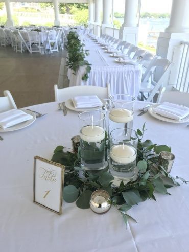 Floating Candle Centerpieces Wedding, Eucalyptus Centerpiece, Floating Candles Wedding, Floating Candle Centerpieces, Simple Wedding Centerpieces, Candles Wedding, Candle Wedding Centerpieces, Greenery Wedding Invitations, Grand Rapids Mi