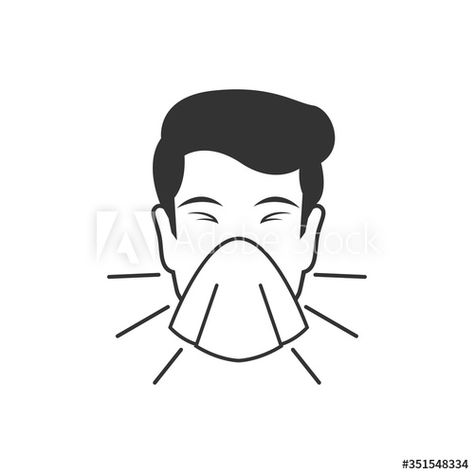 Sneezing man line icon, flu or cold symptom. Man covering cough with napkin illustration, sign for medical poster. #AD , #flu, #cold, #symptom, #icon, #Sneezing Sneezing Illustration, Sneeze Drawing, Napkin Illustration, Cold Sick, Medical Poster, Medical Posters, Cold Symptoms, Business Photos, Line Icon