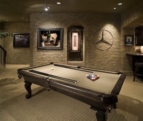 10 Man Cave Ideas Your Father Always Dreamed of [ Wainscotingamerica.com ] #Mancave #wainscoting #design Small Man Cave Ideas, Small Man Cave, Modern Man Cave, Custom Pool Tables, Pool Table Room, Man Cave Ideas, Ultimate Man Cave, Man Cave Room, Table Room