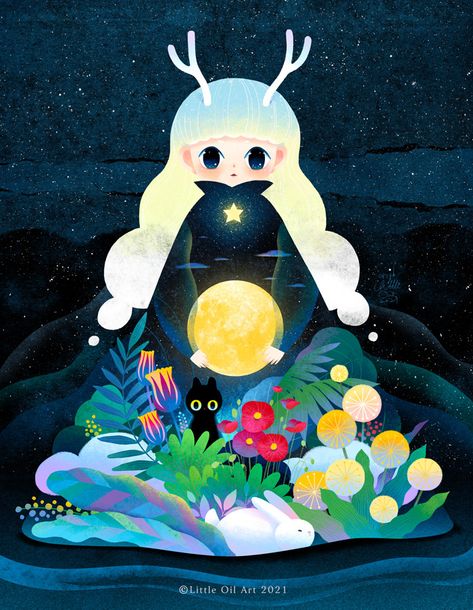 Holding The Moon, 동화 삽화, Illustration Art Kids, Oil Art, Rainbow Art, Ethereal Art, Children's Book Illustration, Cat Drawing, Art Reference Photos