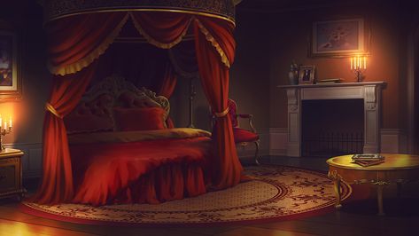 Kingdom Bedroom, Anime Houses, Royal Bed, Royal Room, Castle Bedroom, Royal Bedroom, Casa Anime, Anime House, Fantasy Bedroom