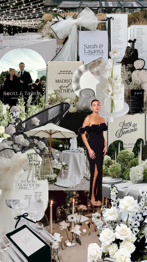 Mostly white with a hint of black and green. Vegas Themed Wedding, Hunter Green Wedding, Red Carpet Wedding, Vintage Glam Wedding, White Weddings Reception, Black And White Wedding Theme, Green Themed Wedding, Classic Wedding Decorations, White Wedding Theme