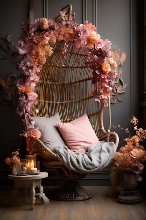 Pink Boho Interior, Brown And Pink Room Aesthetic, Lavender Boho Bedroom, Pink Boho Bedroom, Bedroom Rattan, Playful Color Palette, Bohemian Braid, Apartment Styling, Rattan Bedroom