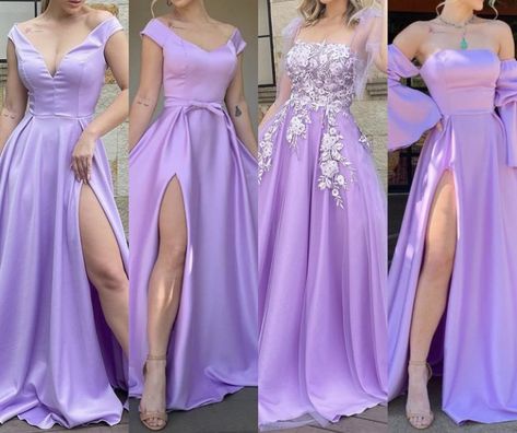 #vestidos #dresses Day Wedding Outfit, Lavender Gown, Damas Dresses, Cheap Bridesmaid Dresses Online, Simple Satin, Lavender Bridesmaid Dresses, Lilac Bridesmaid Dresses, Satin Evening Gown, Party Wear Gown