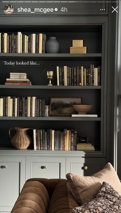 Black Bookshelves, Living Room Styling, Mcgee Home, Room Styling, Fall Shoot, Styling Shelves, Bookshelf Styling, Studio Mcgee, Shelf Styling