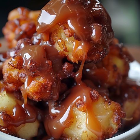 Caramel Apple Fritter Bites Caramel Apple Fritters, Caramel Apple Fritter Bites, Caramel Apple Fritters 12 Tomatoes, Apple Fritter Bites, Fritter Bites, Caramel Apple Bites, Recipe For Caramel, Apple Bites, Dessert Pies