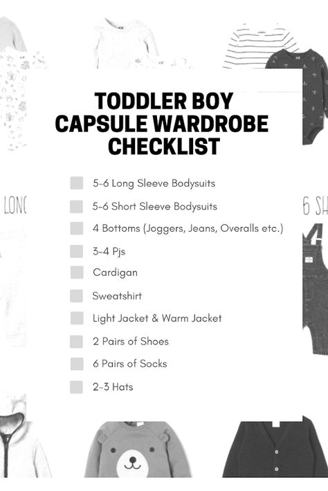 Toddler Boy Capsule Wardrobe | +FREE CHECKLIST | Minimalist Baby Wardrobe - Cappuccino and Fashion Baby Boy Capsule Wardrobe, Toddler Boy Capsule Wardrobe, Toddler Closet, Create A Capsule Wardrobe, Capsule Wardrobe Checklist, Baby Wardrobe, How To Simplify, Winter Baby Clothes, Minimalist Baby