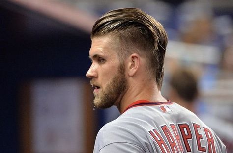 bryce-harper-hairstyles-7 Bryce Harper Haircut, Bryce Harper Hair, Kid Boy Haircuts, Baseball Haircuts, Undercut With Beard, Kids Hairstyles Boys, Josh Donaldson, Haircut Images