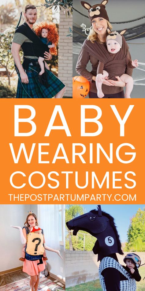 Baby Carrier Halloween Costumes, Baby Wearing Costumes, Stroller Halloween Costumes, Postpartum Party, Mom And Baby Costumes, Baby Carrier Costume, Diy Baby Halloween Costumes, Diy Baby Costumes