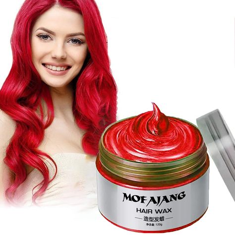 PRICES MAY VARY. ★Hair Dye Material: water, beeswax, ash wood wax, cetearyl alcohol, licorice extract, tea extract (camellia), stearic acid, pvp/va propylene acrylate copolymer, peg-60 castor oil, titanium dioxide. Our ingredients are gentle and non-irritating, and will not cause adverse effects on the hair. ★Temporary Hair Dye Colors: red, blue, gray, gold, orange, green, purple, white, black, random color combinations, make your hair look unique. ★Convenient: This hair wax is easy to color and Temporary Red Hair, Temporary Red Hair Dye, Red Hair Wax, Red Hair Spray, Hair Wax Color, Temp Hair Color, Washable Hair Dye, Color Natural Hair, Hair Color Natural