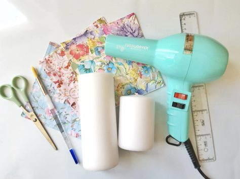 6 Simple Handmade Gift ideas - That's so Gemma Napkins On Candles, Decopage Candle, Candle Makeover, Decoupage Candles, Decoupage Tutorial, Paper Candle, Mod Podge Crafts, Candle Crafts Diy, Christmas Decoupage