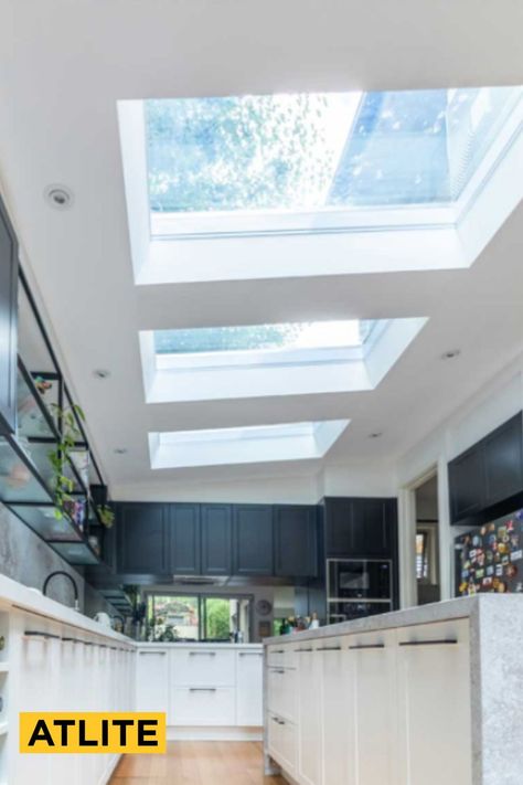 Scrolling On Pinterest, Hamptons House Interior, Luxe Kitchen, Skylight Design, Skylight Kitchen, Velux Skylights, Velux Windows, Roof Windows, Dark Space