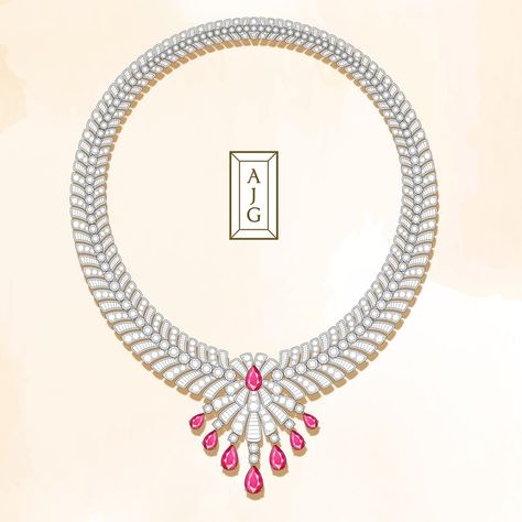 An intricately woven bridal necklace design around baguette diamonds, a stunning design from The Signature by Amit J Ghosh. Design your own masterpiece with us. Call us on +971 52 6081984 for your first free design consultation. We are humbly the best diamond jewellery designer in Dubai. Bridal Necklace Designs, Western Necklaces, Jewelry Design Drawing, Ankle Jewelry, Jewelry Drawing, Chunky Chain Necklaces, Design Consultation, Jewellery Sketches, Diamond Jewelry Necklace