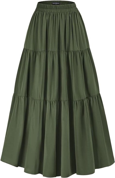 Amazon.com: Flowy Skirts for Women Summer 2023 High Waisted Maxi Long Skirt Sage XL : Clothing, Shoes & Jewelry Long Green Skirt, Skirt Aesthetic, Long Flowy Skirt, Skirt Images, Long Skirts For Women, Long Maxi Skirts, Skirt With Pockets, Long Skirts, Little Outfits