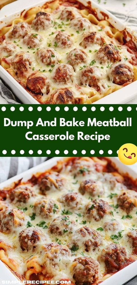 Discover a simple yet flavorful casserole recipe that brings the family together. This Dump And Bake Meatball Casserole is not only easy to make but also a delightful crowd-pleaser for any occasion. Bake Casserole Recipes, Ham Appetizers, Dump And Bake Meatball Casserole, Dinner Recipes For Picky Eaters, Cheesy Dinner, Meatball Casserole Recipe, Meatballs Pasta, Pasta Marinara, Dump And Bake