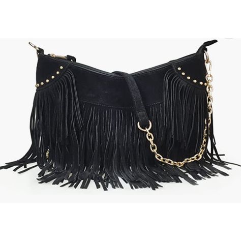 Add Some Texture To Your Look With This Gorgeous Hobo Bag! Featuring A Lively, Fringed Tassel Exterior With Gold Stud Embellishments And Smooth, Faux Suede. Classic Crossbody Construction With Gold Chain Shoulder Straps And Large, Oversized Oval Shape. Open Interior With Side Pockets. Zip Closure. Soak Up Some Much Deserved Attention With This Beautiful Fringed Purse. 100% New! Material: Faux Suede Interior: 2 Open Pouches And 1 Zippered Pocket Measurements: 14.1l X 10h X 4.3w(Inches) Lining Mat Gothic Cowgirl, Bohemian Style Inspiration, Style Inspiration Boho, Boho Goth, Fringe Crossbody Bag, Color Fits, Hobo Crossbody Bag, Fringe Purse, Burberry Handbags