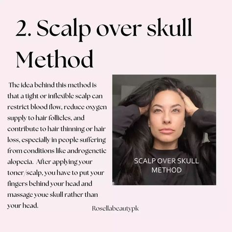 💆How to properly massage your Scalp💆 Read the caption carefully, All these methods are proven and approved from my side too✨ 1. Inversion method: Personally, I love this method because it is the most easiest way to massage your scalp properly. after putting it down, You just have to massage your back of your head and apply gentle pressure on your scalp, The relaxation you feel when you do that is totally worth it💆 2. Scalp over skull method: There is limited scientific evidence about this... Inversion Method, Androgenetic Alopecia, Hair Follicle, My Side, Blood Flow, Your Back, Your Head, Worth It, Toner