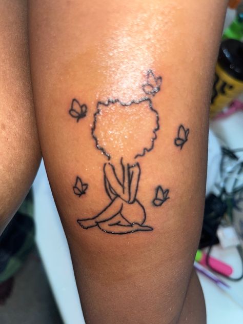 Tattos For Black Girls Idea, Tattoo Ideas Female Thigh Small, Girls Need Love Tattoo, Tattoo Ideas Black Women Self Love, Black Girls Tattoos Ideas, Tattoos On Black Girls, Fine Line Tattoo Black Woman, Cute Small Tattoos Black Women, Back Tattoo Women Black Woman