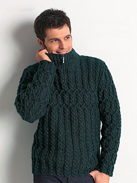 ZIP COLLAR Sweater for men - free knitting pattern.This cabled sweater would be the perfect gift for the guy in your life. Free Aran Knitting Patterns, Mens Knit Sweater Pattern, Mens Knit Sweater, Crochet Men, Knitting Patterns Free Sweater, Knit Men, Cable Sweater, Sweater Gift, Hat Knitting Patterns