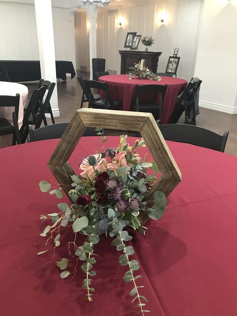 Hexagon Centerpiece, Wedding Centerpiece, Barn Wedding, Wedding Centerpieces, Table Decorations, Furniture, Home Decor, Home Décor, Wedding Centrepieces