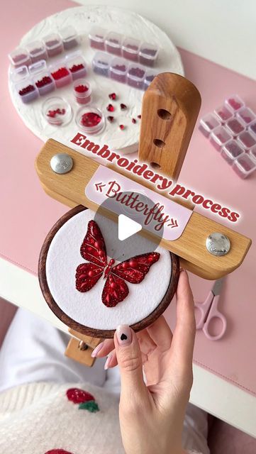 🤍BY_KSI🤍Handmade jewellery🤍 on Instagram: "♥️The process of Red BUTTERFLY brooch♥️
———————————————��————
@by_ksi  I N S P I R A T I O N ✨" Red Butterfly, Butterfly Embroidery, Butterfly Brooch, Handmade Jewellery, R A, Embroidery, Red, On Instagram, Instagram