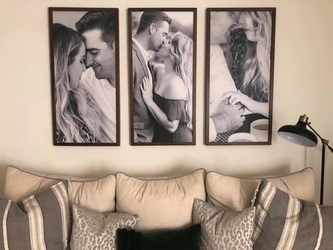 Master Bedrooms Decor Wedding Photos, Bedroom Couple Picture Wall Ideas, Married Couple House Decor, Real Bedroom Pictures, Romantic Picture For Bedroom Couples, Bedroom Photo Wall Ideas Couple, Bedroom Wall Decor Above Bed For Couples, Couple Pictures On Wall, Husband And Wife Room Ideas Master Bedrooms