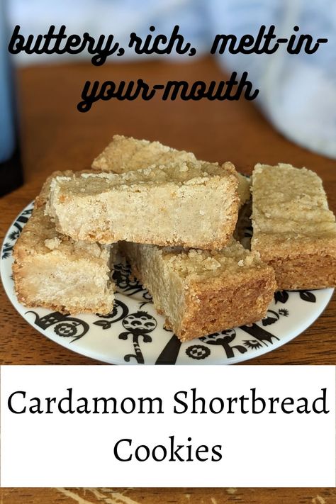 Cardamom Cookies Recipe, Cardamom Shortbread, Easy Shortbread Cookie Recipe, Cardamom Recipe, Easy Shortbread, Cardamom Cookies, Scottish Shortbread, Shortbread Cookies Easy, Pistachio Recipes