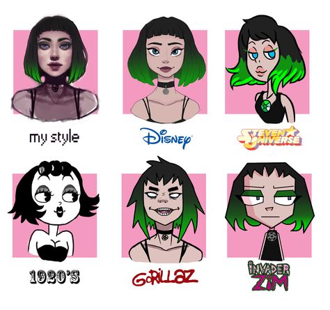 Art Style Challenge Different Character Styles, Different Type Of Art Style, Style Challenge Drawing, Different Artstyle Challenge, 10 Art Style Challenge, Art Styles To Try List, Gorillaz Drawing Style, Gorillaz Art Style Character Design, 2020 Art Style