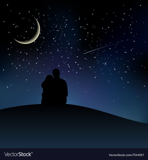 Couples In Moonlight, Couple Sitting Silhouette, Couple Shilloute, Couple Watching Moon, Couple Silloute, Couple Sitting Together Drawing, Couple In Moonlight, Moonlight Couple, Sky Vector