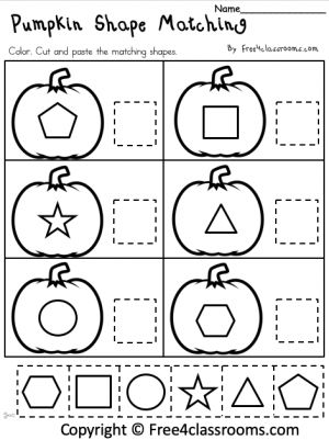 Matching Shapes Worksheet, Pumpkin Shape Matching, Halloween Worksheets Preschool, Pumpkin Activities Preschool, Pumpkin Math Activities, Prek Worksheets, Match The Shapes, Pumpkin Shapes, Pumpkins Preschool