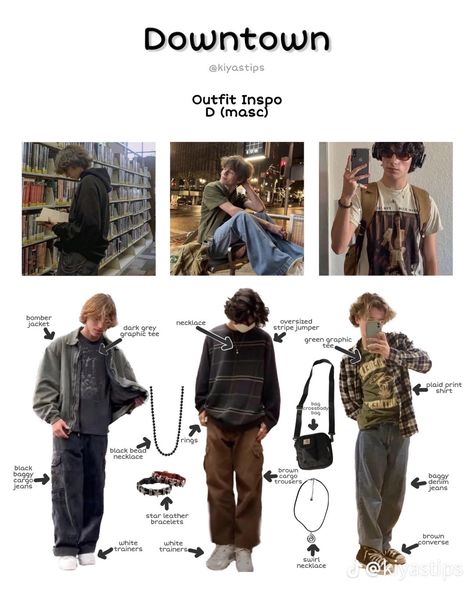 Downtown Aesthetic Outfit, Downtown Boy Aesthetic, Downtown Boy Outfits, Downtown Boy, Fashion Outfits Autumn, Grange Style, Downtown Fashion, Grey Graphic Tee, Baggy Cargo Jeans