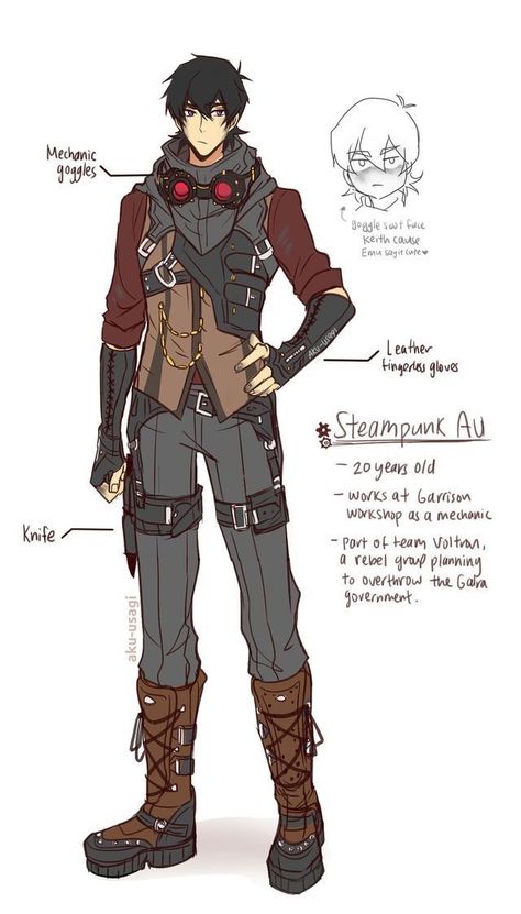 Keith Kogane, steapunk au, cute, cool, text; Voltron Steampunk Character, Steampunk Characters, Arte Steampunk, Výtvarné Reference, Voltron Fanart, Idee Cosplay, Voltron Klance, 캐릭터 드로잉, Fantasy Male