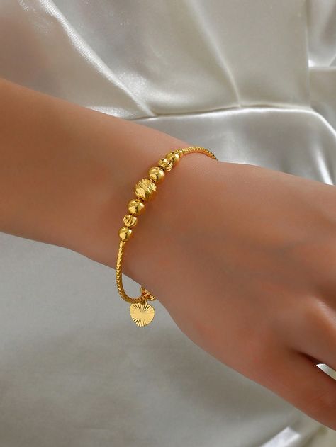 18k Gold Plated Fashionable And Elegant Large-Sized Simple And Concise Commuting Golden Bracelet For Women, Slideable For Adjustments Yellow Gold    Copper     Women Fashion Jewelry, size features are:Bust: ,Length: ,Sleeve Length: Braslate Design Gold Women, Simple Gold Bracelets For Women, Golden Bracelet For Women, Bracelets Gold Simple For Women, Braclets Gold, Simple Gold Bangle, Baby Jewelry Gold, Silver Anklets Designs, Golden Bracelet