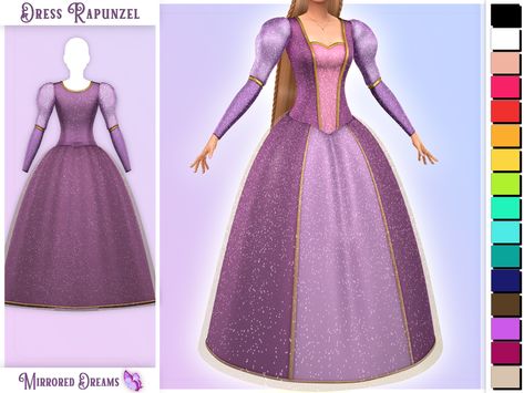 Sims 4 Disney Cc, Sims Princess, Barbie Sims, The Sims 4 Dress, Ts4 Lookbook, Barbie As Rapunzel, Sims Medieval, Life Game, Sims 4 Patreon