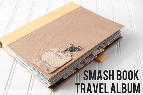 How to use a smash book as a travel journal and scrapbook album. Lots of smash book ideas and page layouts. Journal ideas for a Trip to Africa. Memory Keeping Journal, Polka Dot Chair, Diy Travel Journal, Smash Journal, Travel Album, Diy Craft Tutorials, Scrapbook Album, Travel Memories, Travel Scrapbook