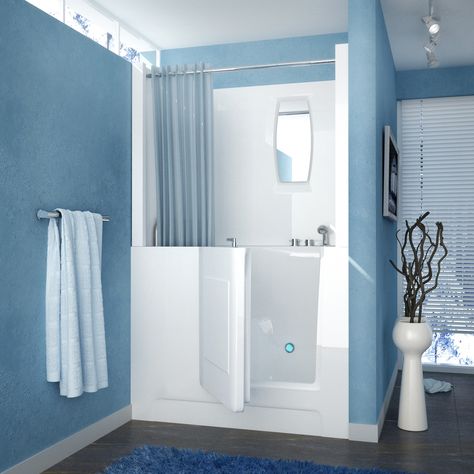 Venzi VZ2747RWS 27x47 Right Drain White Soaking Walk-in Bathtub Walk In Tub Shower, Walk In Tub, Bathtub Shower Combo, Bathroom Tub Shower, Kombi Home, Walk In Bathtub, Walk In Tubs, Bathroom Tub, Acrylic Bathtub