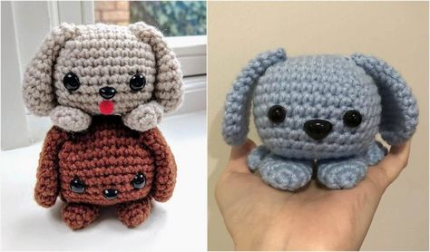 Easy Cube Puppy Dog Free Crochet Pattern | Your Crochet Crochet Dog Hat, Crochet Poppy, Mini Puppies, Crochet Dog Patterns, Crochet Idea, Crochet Keychain Pattern, Crochet Tips, Your Crochet, Easter Crochet