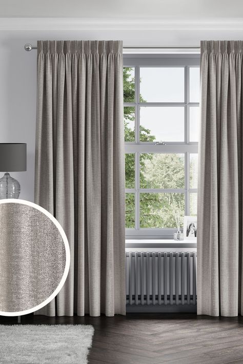 Curtains For A Grey Living Room, Curtains For Grey Bedroom, Grey Living Room Curtain Ideas, Grey Living Room Curtains, Silver Grey Curtains, Grey Window Frames, Grey Curtains Living Room, Silver Color Palette, Silver Curtains