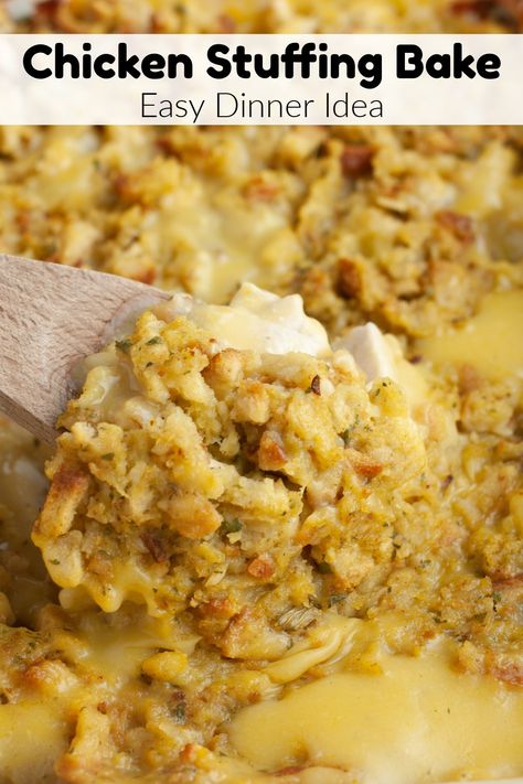 Chicken Stuffing Bake, Stove Top Stuffing Recipes, Stuffing Bake, Chicken And Dressing Casserole, Chicken Casserole Recipes, Chicken Recipe Healthy, Chicken Stuffing Casserole, Easy Casserole Dishes, Chicken Stuffing