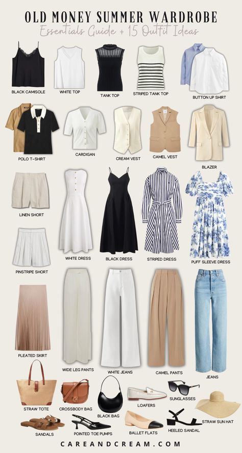 Upgrade your summer look with our Old Money Summer Capsule Wardrobe! We've put together 15 elegant outfit ideas that will awaken your old money style with a mix of 25+ chic summer essentials. Feel confident owning your aesthetic this summer with the relaxed yet refined old money summer style. These outfit ideas are truly an inspiration for crafting your timeless capsule wardrobe. Plus: old money look, old money summer outfits. Trending Pins, Fashion Mistakes, Come And Go, Style Mistakes, 10 Pounds, Classy Women, Outfit Posts, Manners, In A World