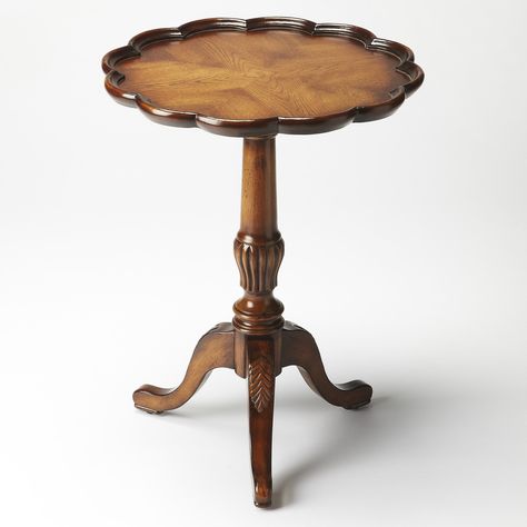 Butler Specialty Masterpiece Dansby Pedestal Table Oak Pedestal Table, Pedestal Side Table, Oak Side Table, Wood Pedestal, Side And End Tables, Pedestal Table, Wood Rounds, Tray Table, Oak Finish