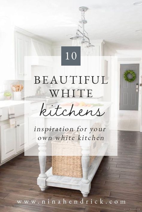 10 Beautiful White Kitchens | Are you planning a kitchen remodel and dreaming of white cabinets? These 10 beautiful white kitchens from bloggers and Instagrammers will provide you with plenty of ideas and inspiration! #Kitchens #KitchenDecor #WhiteKitchens #Kitchen Design #HomeDecor White Beadboard Kitchen, Beadboard Kitchen, White Kitchen Inspiration, Beautiful White Kitchens, Design My Kitchen, White Beadboard, Cabinet Inspiration, Paint Cabinets White, Best Kitchen Design