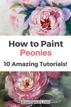 Oil Peony Painting, How To Paint Peonies In Oil, How To Paint Peonies Step By Step, Peony Oil Painting Tutorials, Peony Flower Drawing Step By Step, How To Draw Peony Flowers, How To Paint A Peony Acrylic, Peony Acrylic Painting Tutorial, How To Paint Flowers Oil Painting