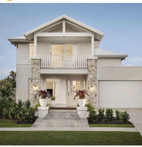 Hamptons Coastal Fascade, Weatherboard Beach House Exterior, Two Story Renovation Exterior, Hamptons Facade Australia Double Story, Modern Weatherboard House Exterior, Scandi Exterior House, White House Beige Trim Exterior, Beach House Exterior Australian, Coastal House Exterior Australia