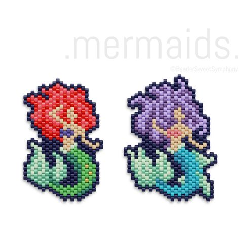 Disney Brick Stitch Bead Pattern, Brick Stitch Patterns, Cute Ornaments, Beaded Mermaid, How To Stitch, Seed Bead Pattern, Miyuki Delica Beads, Brick Stitch Pattern, Beaded Earrings Patterns