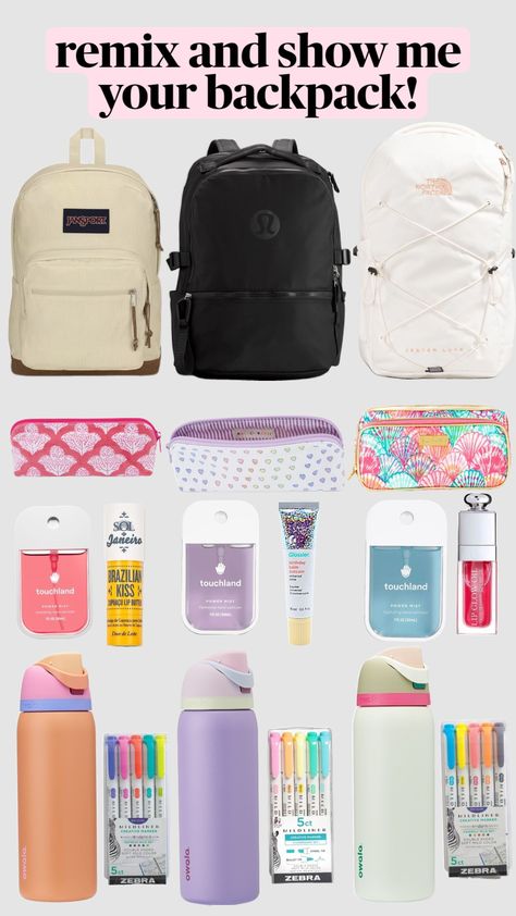 #fyp #fypshuffle #preppy #backtoschool #backpack #cute #aesthetic School Backpack Outfit, Lululemon Backpack, Preppy Essentials, Girly Christmas Gifts, Preppy Backpack, Girly Christmas, Backpack Outfit, Backpack Cute, Book Bags