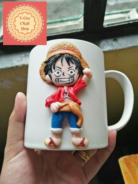 One Piece Gift Ideas, One Piece Mug, Anime Mug, Clay Mugs, One Piece Drawing, Art Clay, Pasta Flexible, Craft Shop, Diy Clay