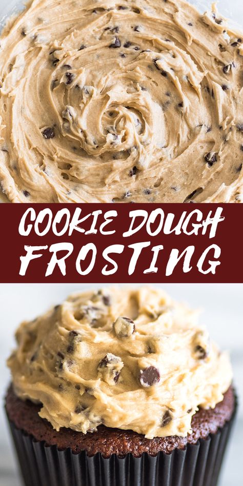 Vanilla Cupcakes With Cookie Dough Icing, Cookie Dough Frosting Recipe, Cookie Dough Cake Filling, Cookie Dough Icing, Baking Mischief, Small Batch Cookies, Cookie Dough Filling, Cookie Dough Frosting, Frosting Recipes Easy