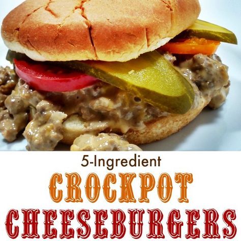 Crockpot Cheeseburgers Crockpot Cheeseburgers, Slow Cooker Kitchen, Cheese Burger, Freezer Meal, Crock Pot Slow Cooker, Crockpot Recipes Slow Cooker, Healthy Crockpot Recipes, Chicken Crockpot Recipes, 5 Ingredient